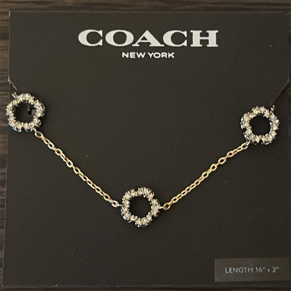 Coach gold pave tea flower necklace - Picture 2 of 3